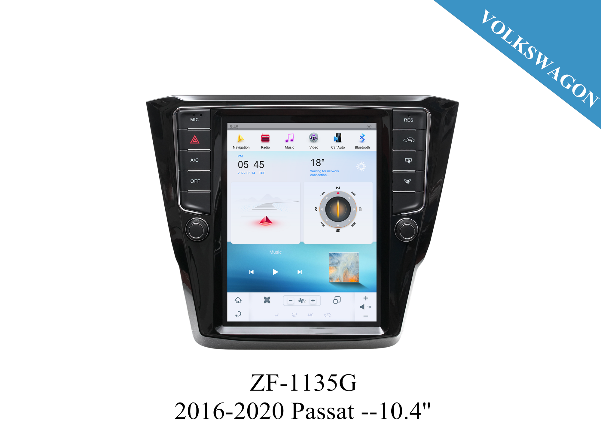 VW 2016-2020 Passat 10.4'' inch Tesla Style Apple CarPlay Android Radio Upgrade